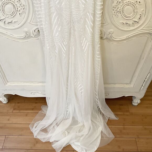 Lulus Radiant Presence Dress Women's S White Maxi Wedding Sequin Backless NWT - Picture 11 of 14